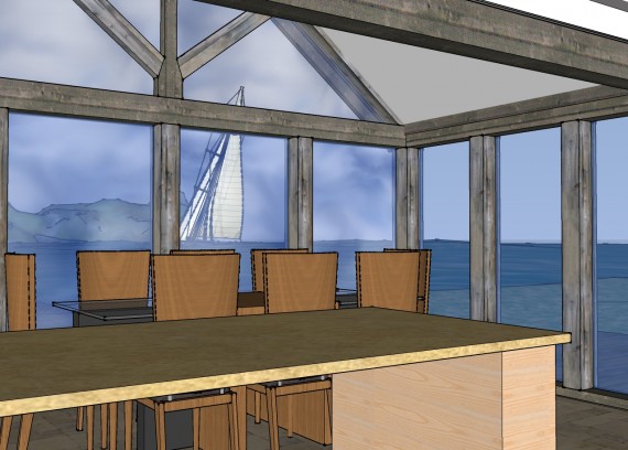 Orangery and sailing boat